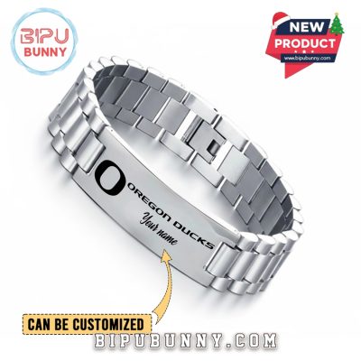 Oregon Ducks Personalized Silver Bracelet