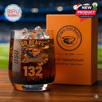 Oregon State University Beavers 132nd Anniversary Whiskey Glass