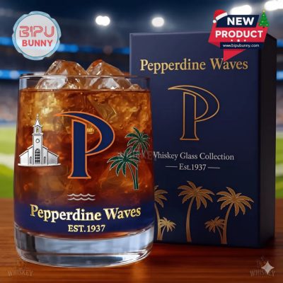 Pepperdine Waves Whiskey Glass