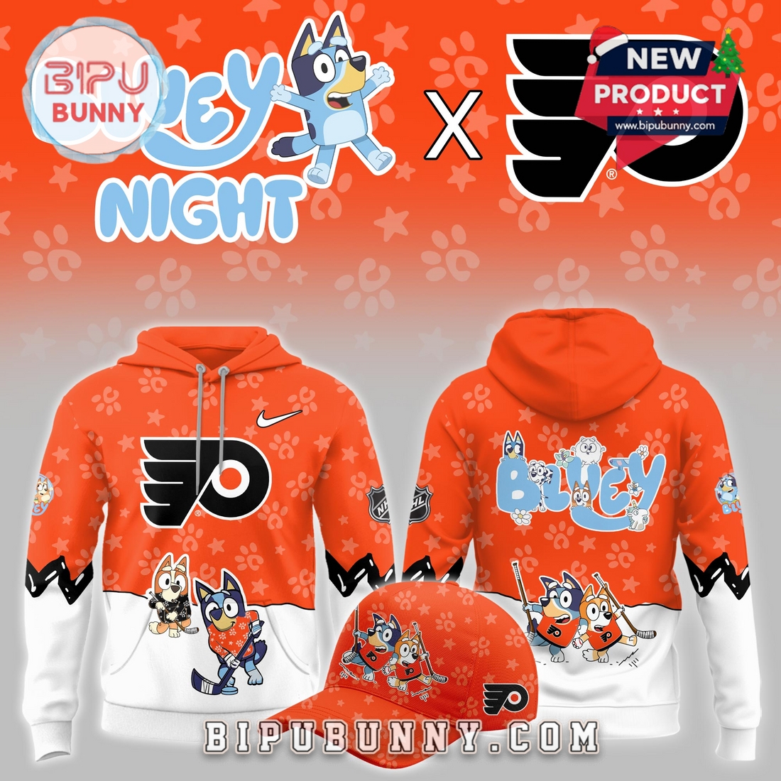 Philadelphia Flyers NHL Bluey Night Limited Hoodie Philadelphia Flyers NHL Bluey Night Limited Hoodie