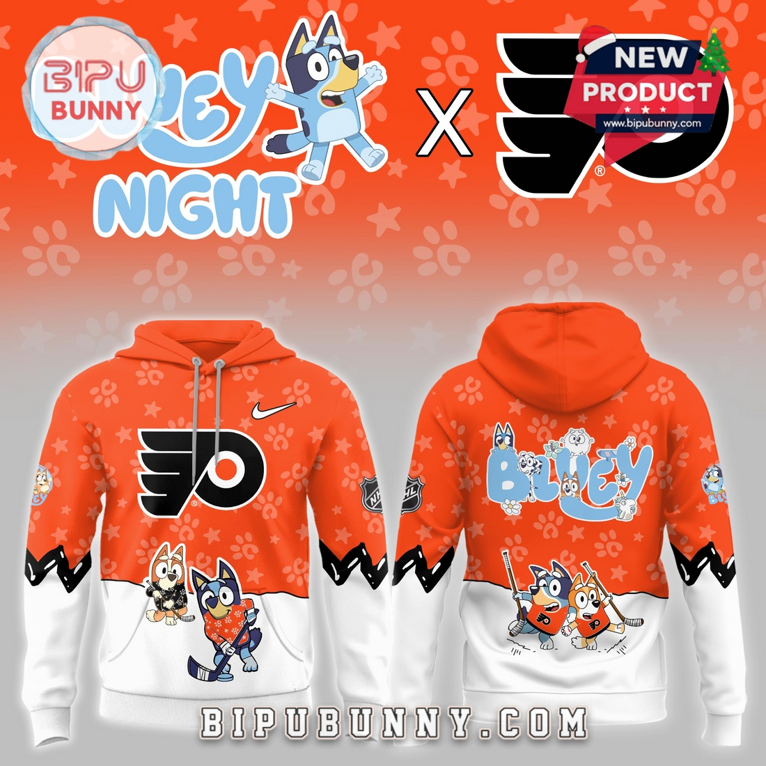 Philadelphia Flyers NHL Bluey Night Limited Hoodie Philadelphia Flyers NHL Bluey Night Limited Hoodie