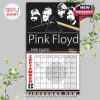 September calendar with black background and white illustrations of the band’s faces above the triangular prism refracting rainbow light!