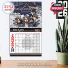 January calendar featuring illustrated Pink Floyd members in front of a brick wall and triangle prism, evoking the themes of 'Wish You Were Here'!