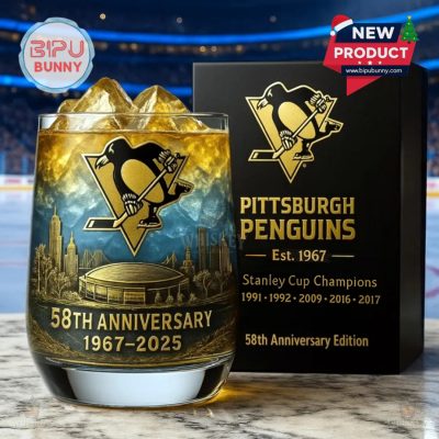 Pittsburgh Penguins 58th Anniversary Whiskey Glass