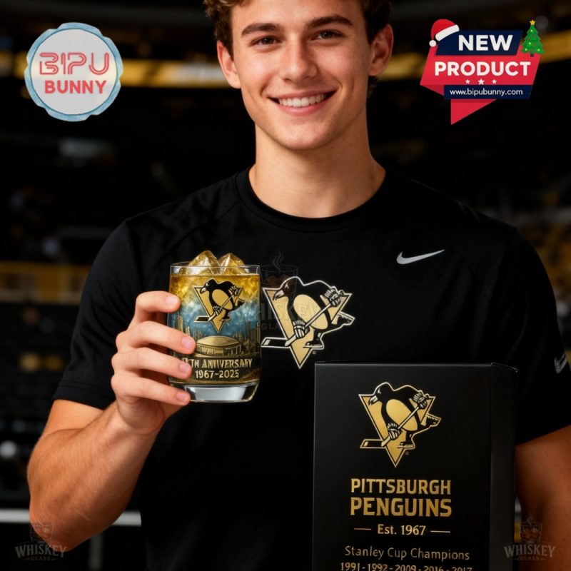 Pittsburgh Penguins 58th Anniversary Whiskey Glass