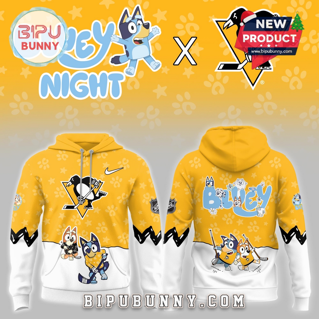 Pittsburgh Penguins NHL Bluey Night Limited Hoodie Pittsburgh Penguins NHL Bluey Night Limited Hoodie