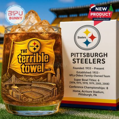 Pittsburgh Steelers Terrible Towel 50th Anniversary Whiskey Glass