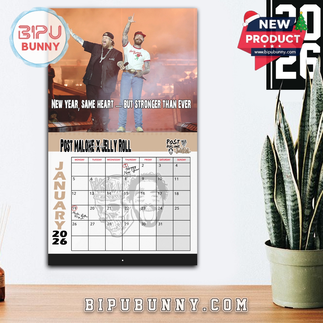 Post Malone x Jelly Roll Wall Calendar 2026 Post Malone x Jelly Roll Wall Calendar 2026