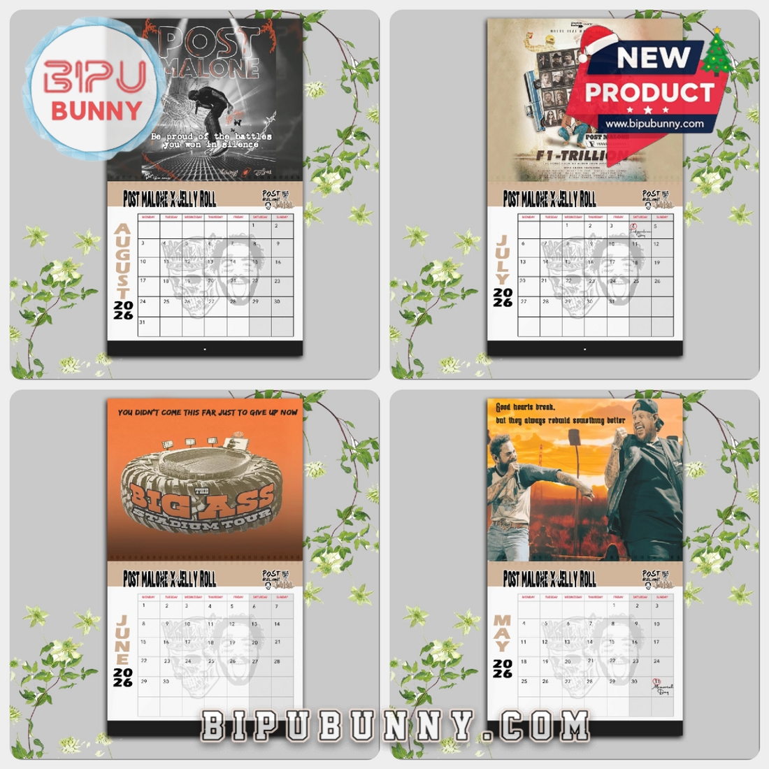 Post Malone x Jelly Roll Wall Calendar 2026 Post Malone x Jelly Roll Wall Calendar 2026