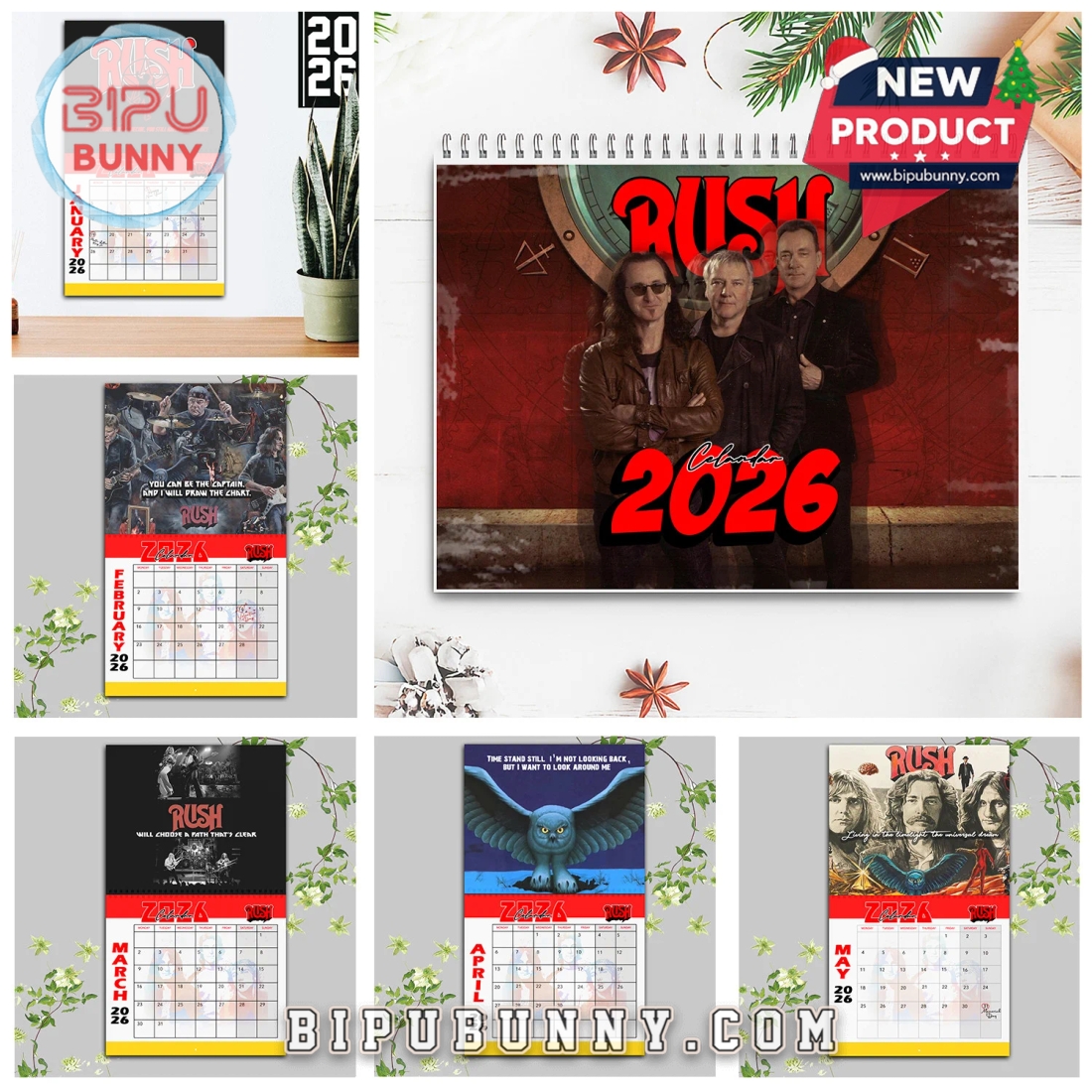 Rush Rock Band Wall Hanging Calendar 2026 Rush Rock Band Wall Hanging Calendar 2026