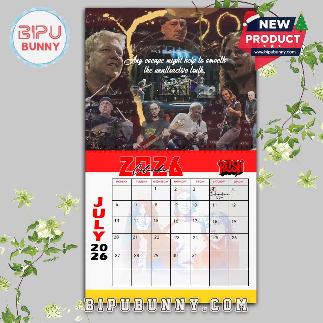 Rush Rock Band Wall Hanging Calendar 2026 Rush Rock Band Wall Hanging Calendar 2026