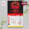 The May 2026 page of a Rush calendar displaying black and white portraits and red title fonts!