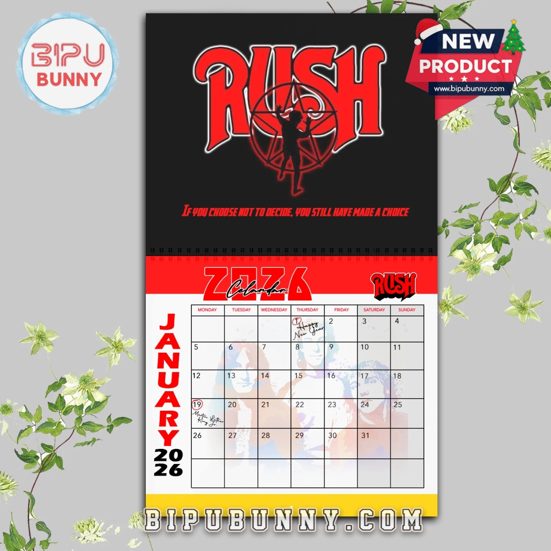 Rush Rock Band Wall Hanging Calendar 2026 Rush Rock Band Wall Hanging Calendar 2026