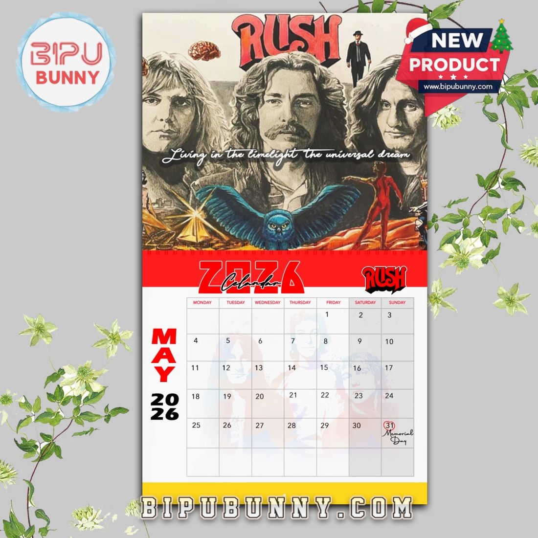 Rush Rock Band Wall Hanging Calendar 2026 Rush Rock Band Wall Hanging Calendar 2026