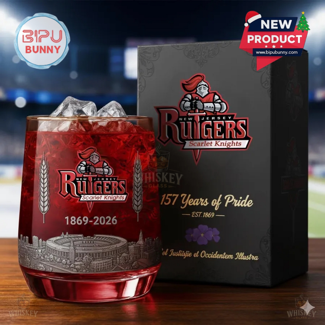 Rutgers Scarlet Knights 157th Anniversary Whiskey Glass Rutgers Scarlet Knights 157th Anniversary Whiskey Glass