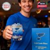 A supporter shares the spirit of St. Louis by presenting a celebratory glass honoring the Blues' legacy, complete with engraved skyline and boxed set!