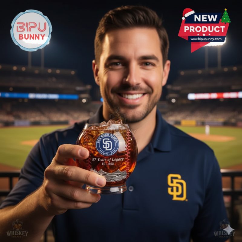 San Diego Padres 57th Anniversary Whiskey Glass San Diego Padres 57th Anniversary Whiskey Glass
