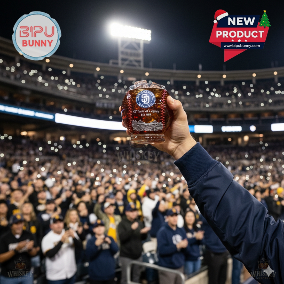 San Diego Padres 57th Anniversary Whiskey Glass San Diego Padres 57th Anniversary Whiskey Glass