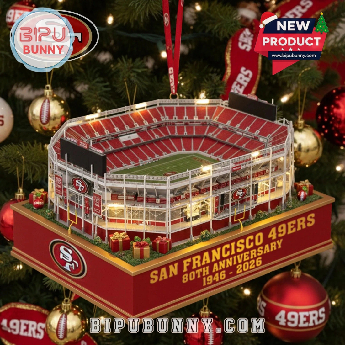 San Francisco 49ers 80th Anniversary Stadium Christmas Ornament San Francisco 49ers 80th Anniversary Stadium Christmas Ornament