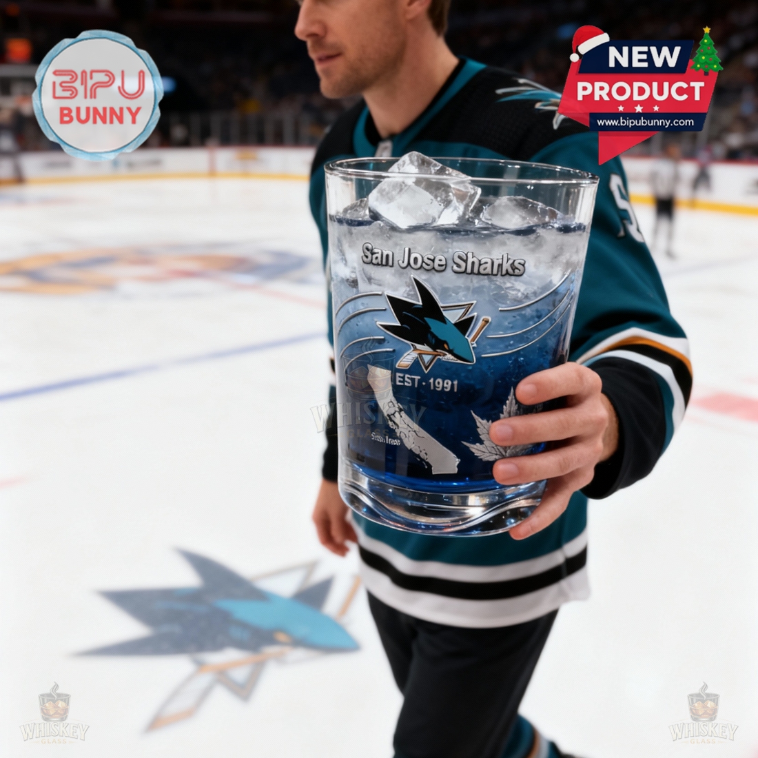 San Jose Sharks 35th Anniversary Whiskey Glass San Jose Sharks 35th Anniversary Whiskey Glass
