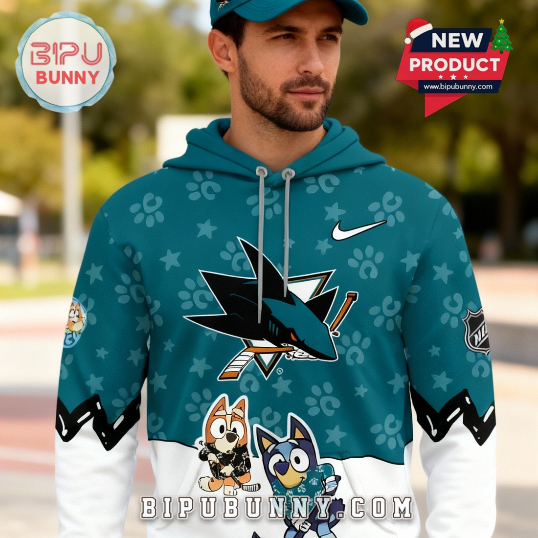 San Jose Sharks NHL Bluey Night Limited Hoodie San Jose Sharks NHL Bluey Night Limited Hoodie