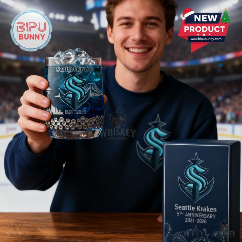 Seattle Kraken 5th Anniversary Whiskey Glass