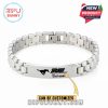Customizable SMU Mustangs silver bracelet with engraved logo and name area on white background.