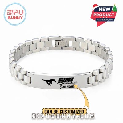 SMU Mustangs Personalized Silver Bracelet