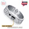 Silver bracelet engraved with SMU Mustangs logo and personalized name engraving area.