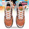 Top view of Dragon Ball-themed shoes with Shenron graphics and detailed anime patterns!
