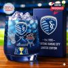 A bold and sporty whiskey glass representing Sporting Kansas City, accented with playful etchings and delivered in a branded collector’s box!