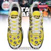 High-contrast top view highlighting the Star Wars logo on the tongue and “Use The Force” text on each shoe’s toe!