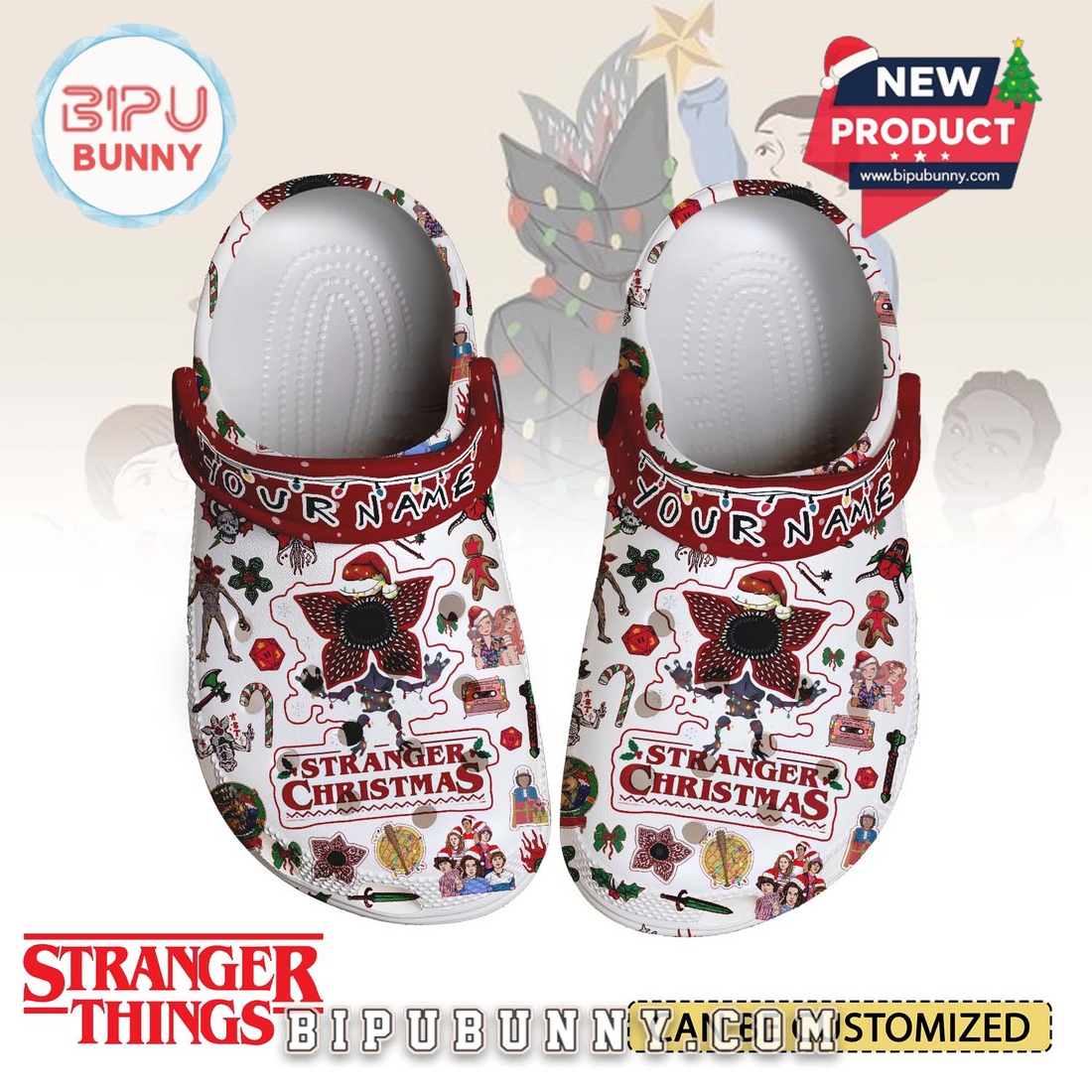 Stranger Things x Christmas Crocs Crocband Clogs Shoes Stranger Things x Christmas Crocs Crocband Clogs Shoes