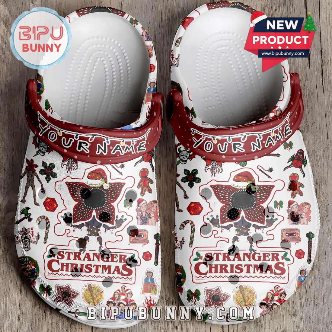 Stranger Things x Christmas Crocs Crocband Clogs Shoes Stranger Things x Christmas Crocs Crocband Clogs Shoes