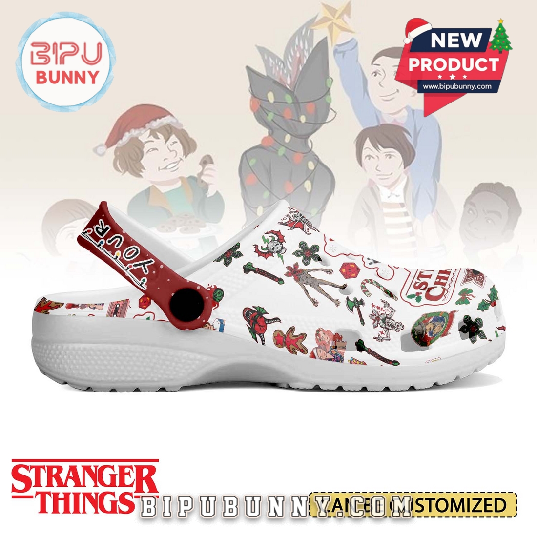 Stranger Things x Christmas Crocs Crocband Clogs Shoes Stranger Things x Christmas Crocs Crocband Clogs Shoes
