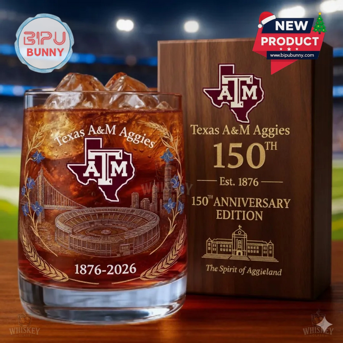 Texas A&M Aggies 150th Anniversary Whiskey Glass Texas A&M Aggies 150th Anniversary Whiskey Glass