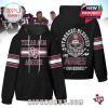 Black hoodie with Texas A&M team branding and dramatic football-themed graphic on the back!