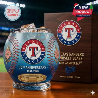 Texas Rangers 65th Anniversary Whiskey Glass