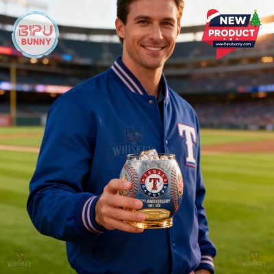 Texas Rangers 65th Anniversary Whiskey Glass