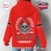 Red hoodie back design with Texas Tech fan-focused message and edgy graphic centerpiece.