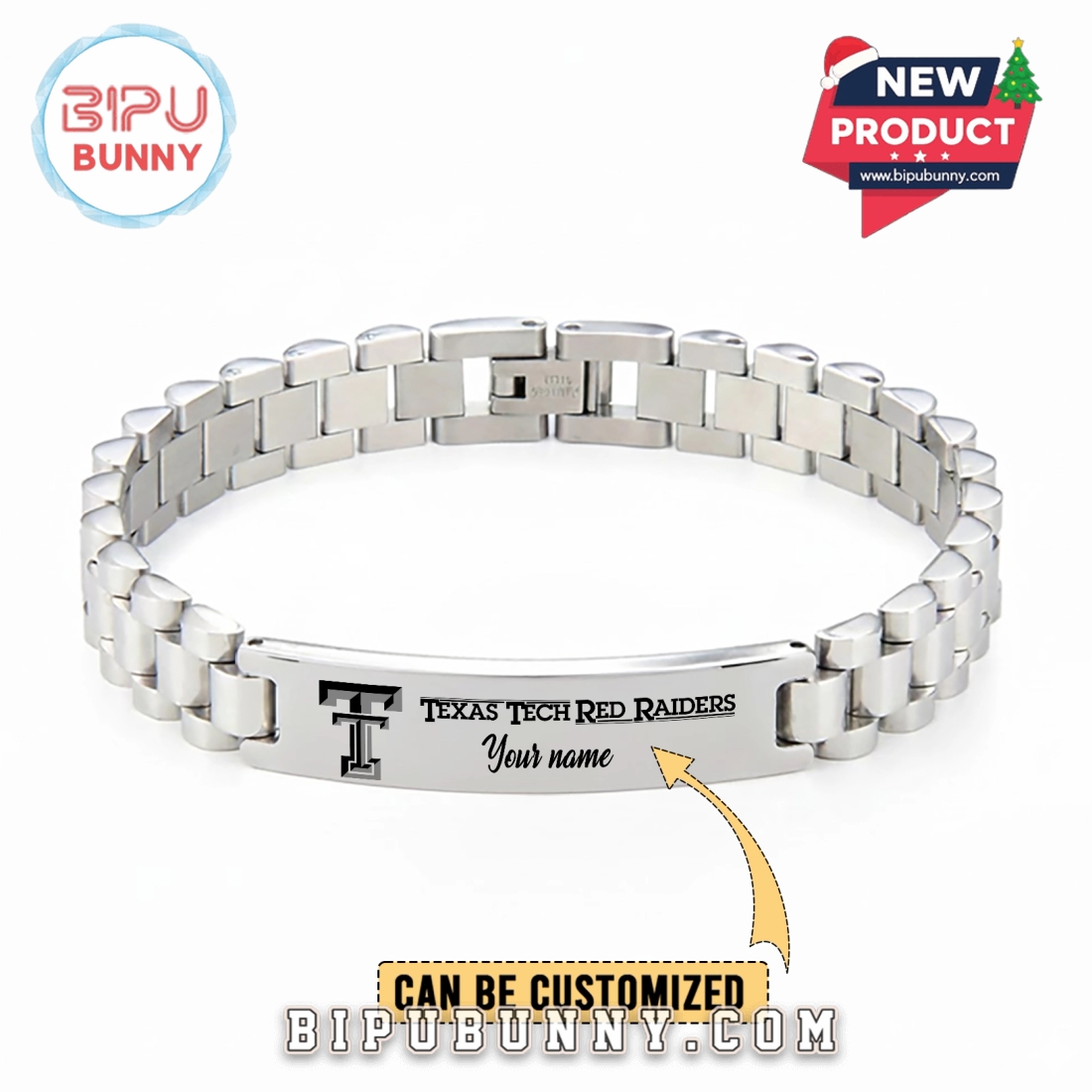 Texas Tech Red Raiders Personalized Silver Bracelet Texas Tech Red Raiders Personalized Silver Bracelet