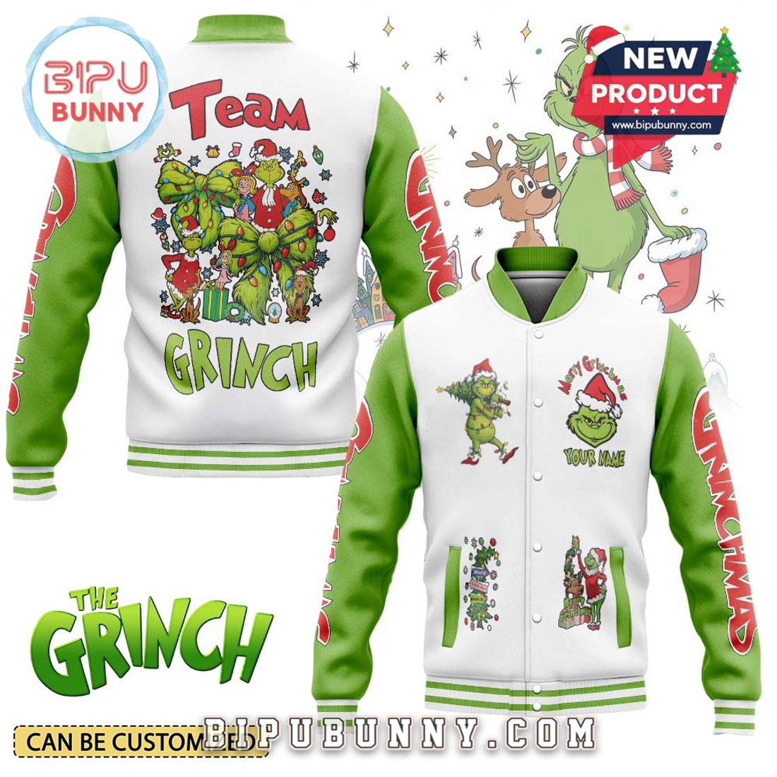 The Grinch Merry Christmas Green Baseball Jacket The Grinch Merry Christmas Green Baseball Jacket