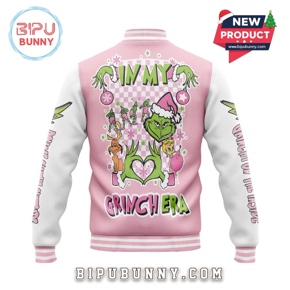 The Grinch Merry Christmas Pink Baseball Jacket The Grinch Merry Christmas Pink Baseball Jacket