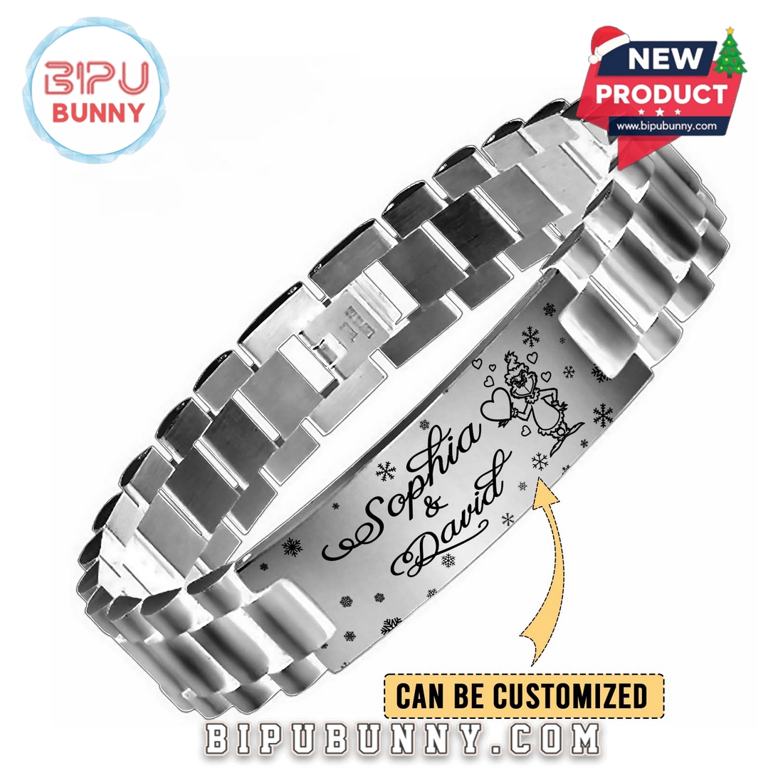 The Grinch x Christmas Personalized Silver Bracelet The Grinch x Christmas Personalized Silver Bracelet