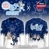 Toronto Maple Leafs Bluey hockey jersey and cap set shown together with playful graphics!