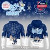 A complete Toronto Maple Leafs Bluey Night outfit with hoodie and cap shown together!
