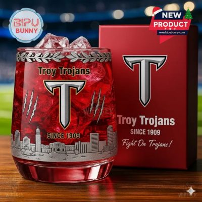 Troy Trojans Whiskey Glass