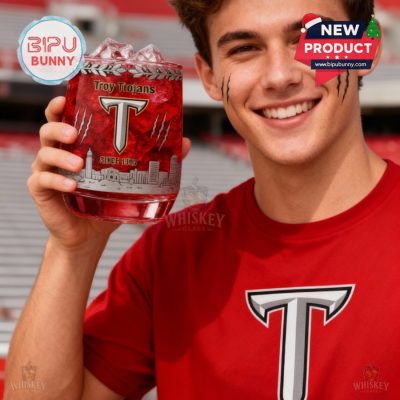 Troy Trojans Whiskey Glass