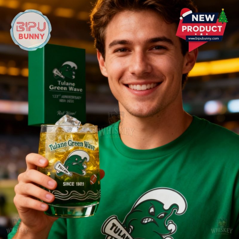 Tulane Green Wave 133rd Anniversary Whiskey Glass