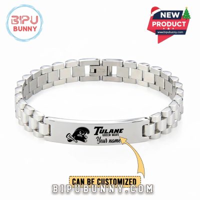 Tulane Green Wave Personalized Silver Bracelet